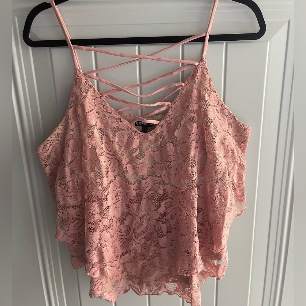 Express Lace Ruffle Tank Top size LARGE